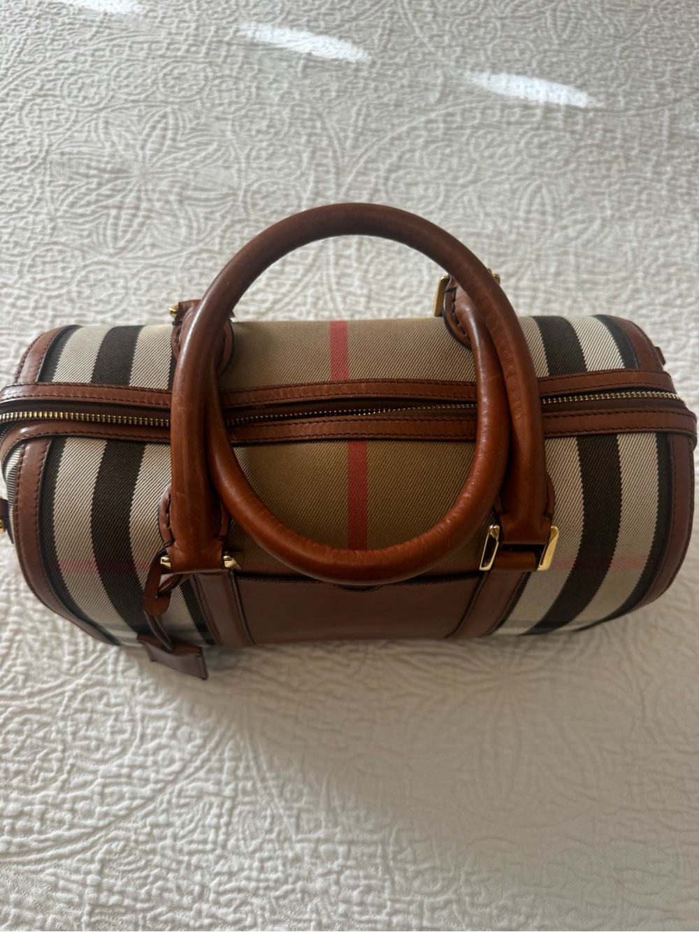 Burberry Brown Leather and Vintage Check Toiletry Bag - Picture 2 of 11